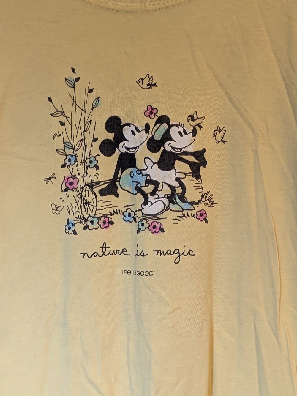 Life is Good "Nature Is Magic" Yellow Mickey & Minnie Tee